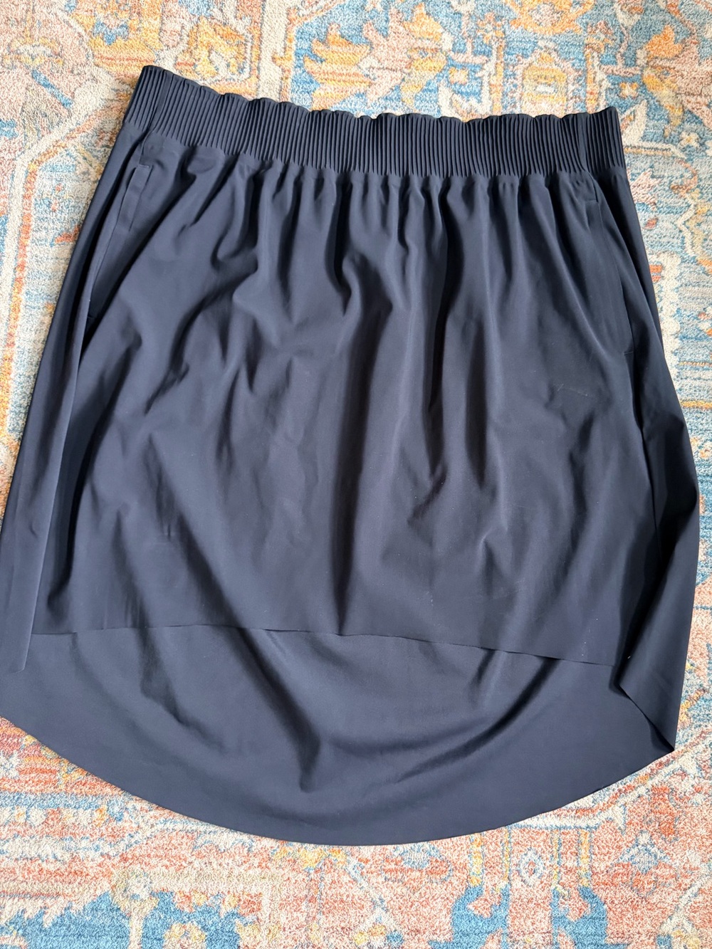 Athleta Cosmic Skirt 2X Navy High Low Midi Travel Skirt Pockets Pull On